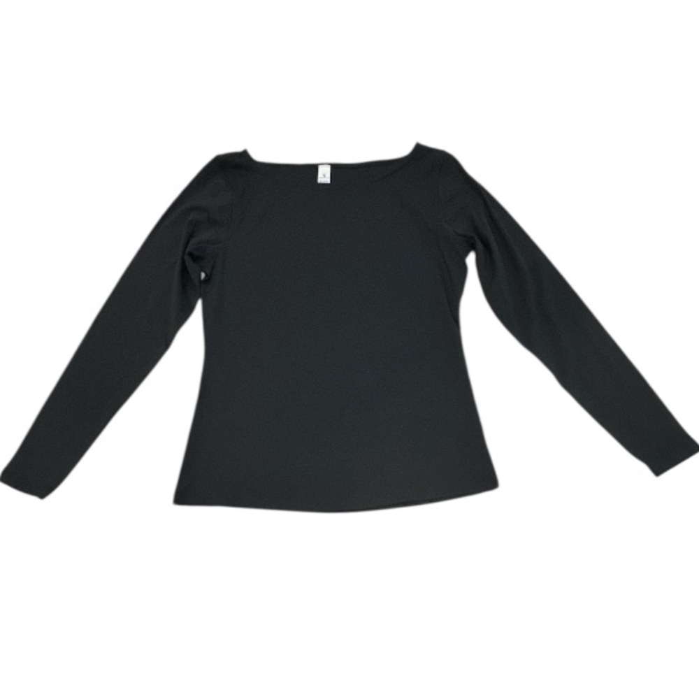NWOT YOGALICIOUS Zenly Winslet Black Boat Neck Stretchy  Lightweight Top Medium